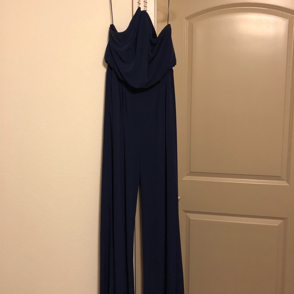 Vince Camuto Navy Blue Jumpsuit w Chain neckline